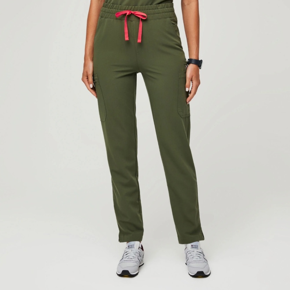 FIGS Dark Olive Yola High Waisted Petite Skinny Scrub Pants